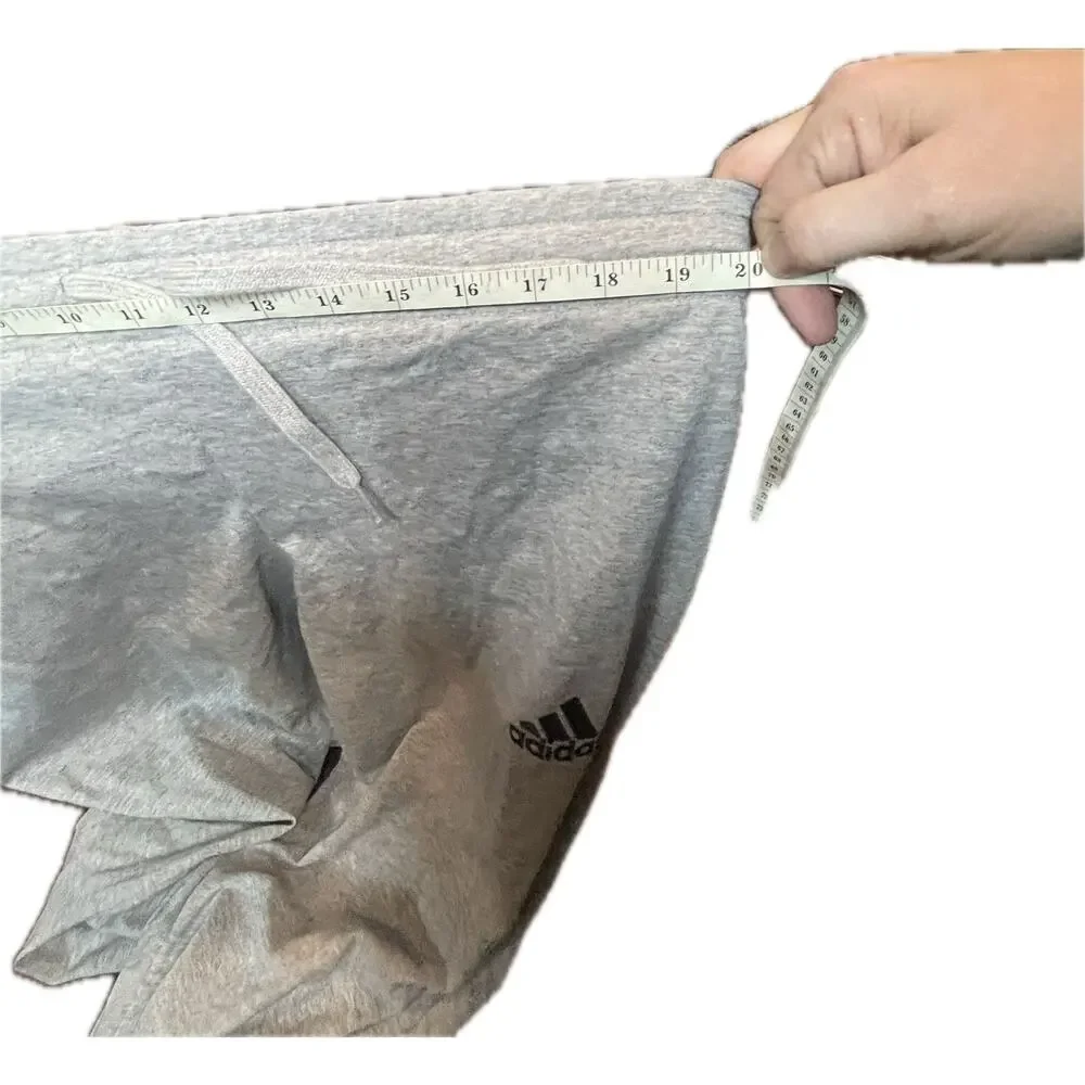 Mens Gray Joggers Adidas Size Large Heather Gray Jersey Light Weight - Picture 6 of 14